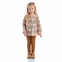 girls' 2-piece long sleeve flannel top & legging set (toddler)