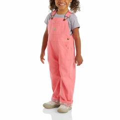 girls' loose fit canvas flannel lined bib overall