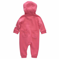 girls' long sleeve fleece zip-front hooded coverall (baby)