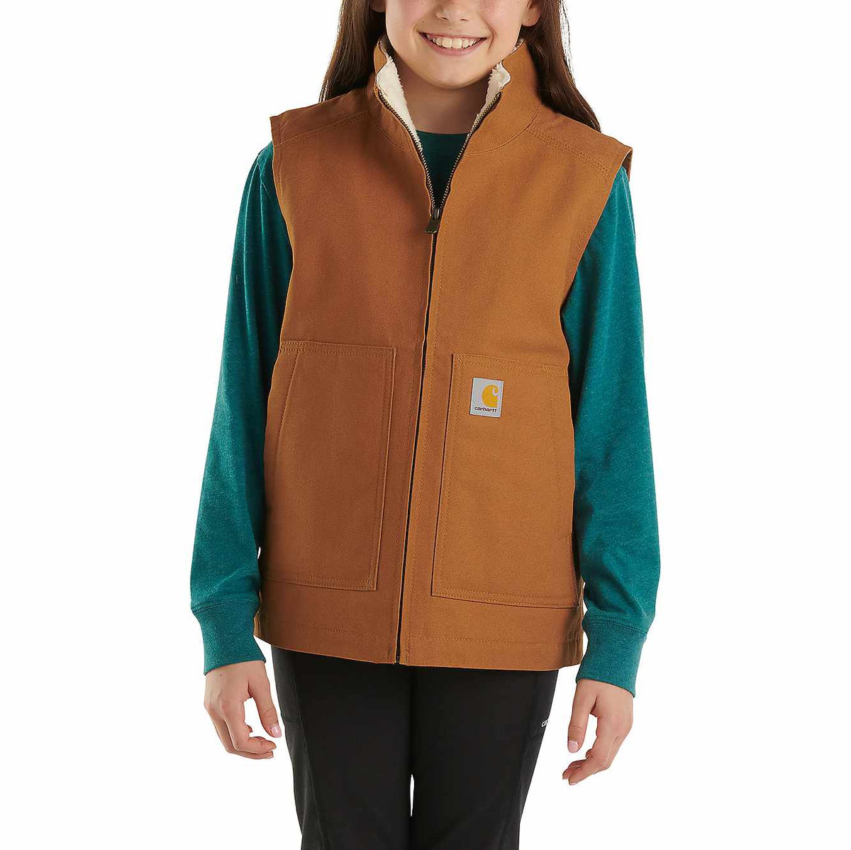 girls' canvas sherpa lined vest (child/youth)