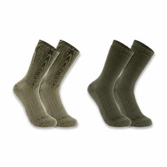 midweight synthetic-wool blend woodgrain crew sock 2-pack