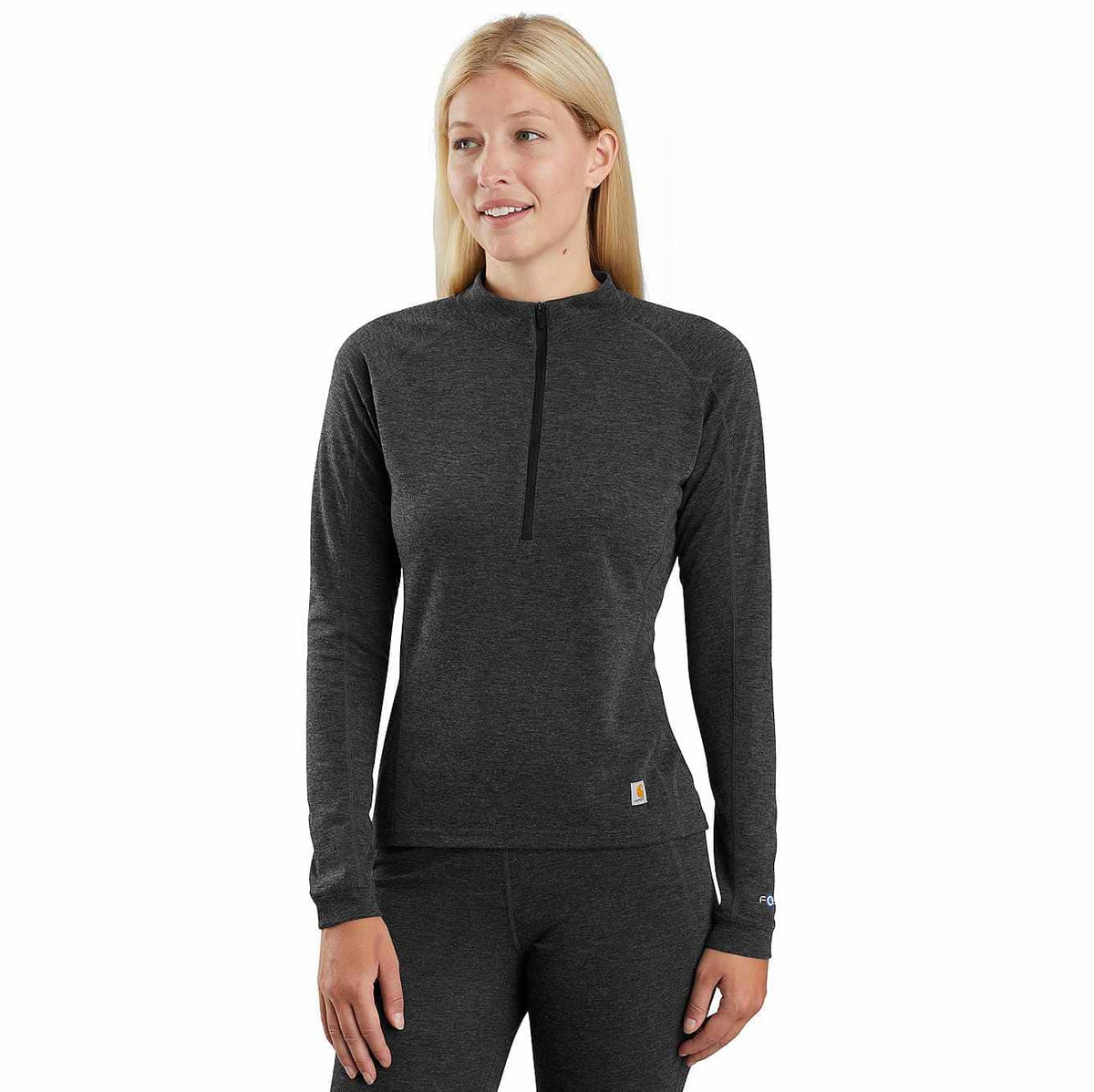 women's force midweight synthetic-merino wool blend base layer quarter-zip top