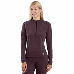 women's force midweight synthetic-merino wool blend base layer quarter-zip top